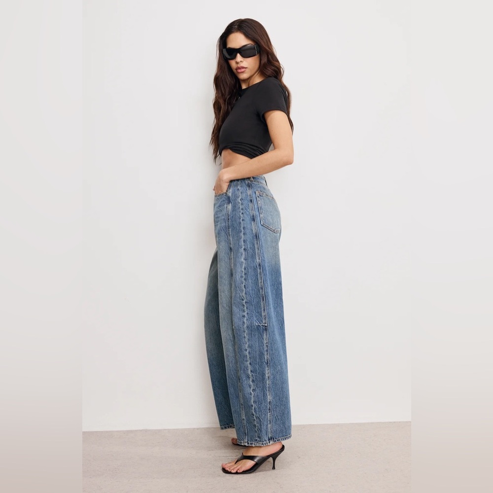 Good American Blue Wide-Leg Jeans